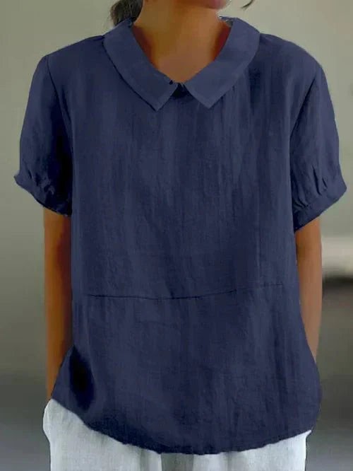 Blouse femme à col, coupe décontractée