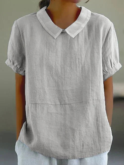 Blouse femme à col, coupe décontractée