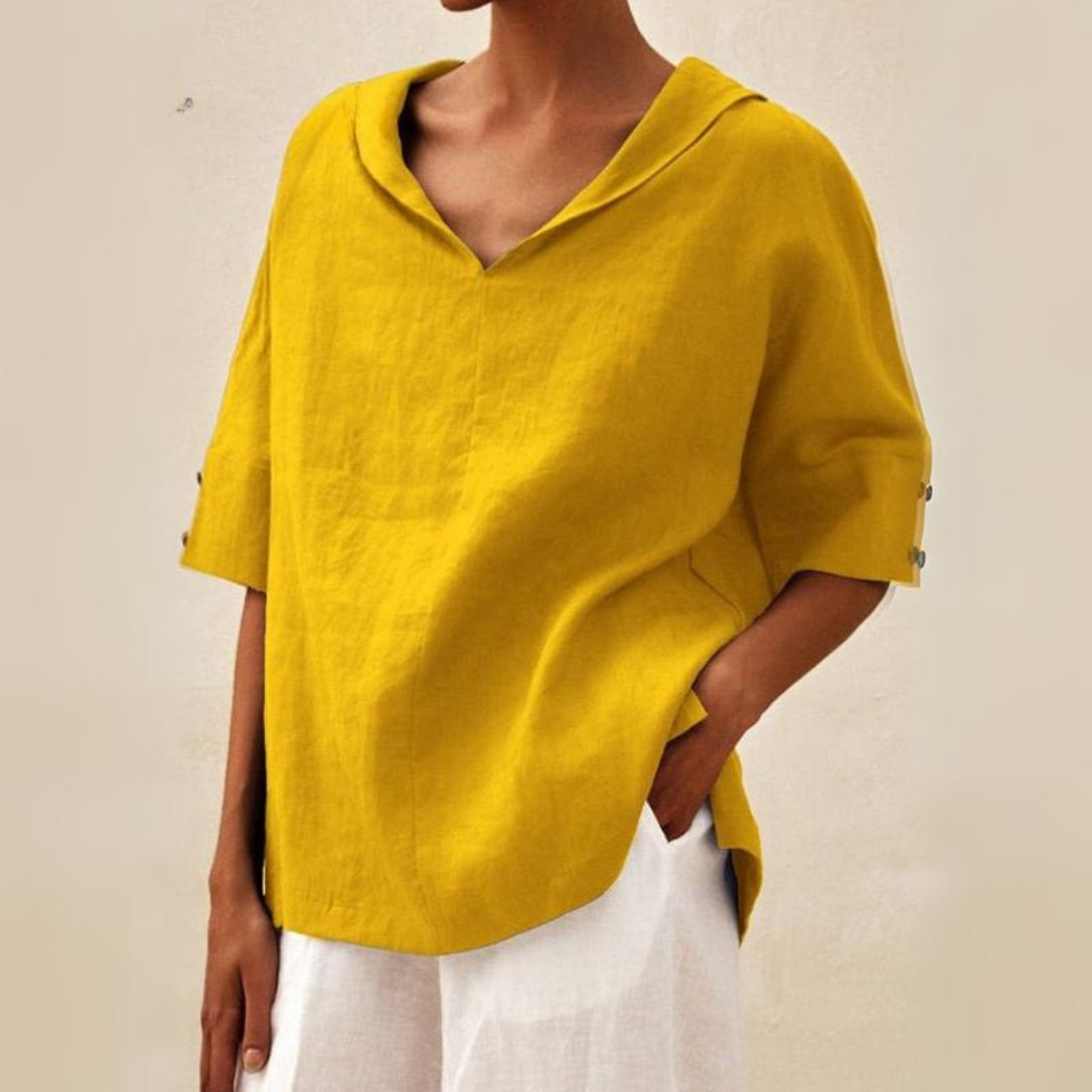 Blouse femme à col et manches courtes