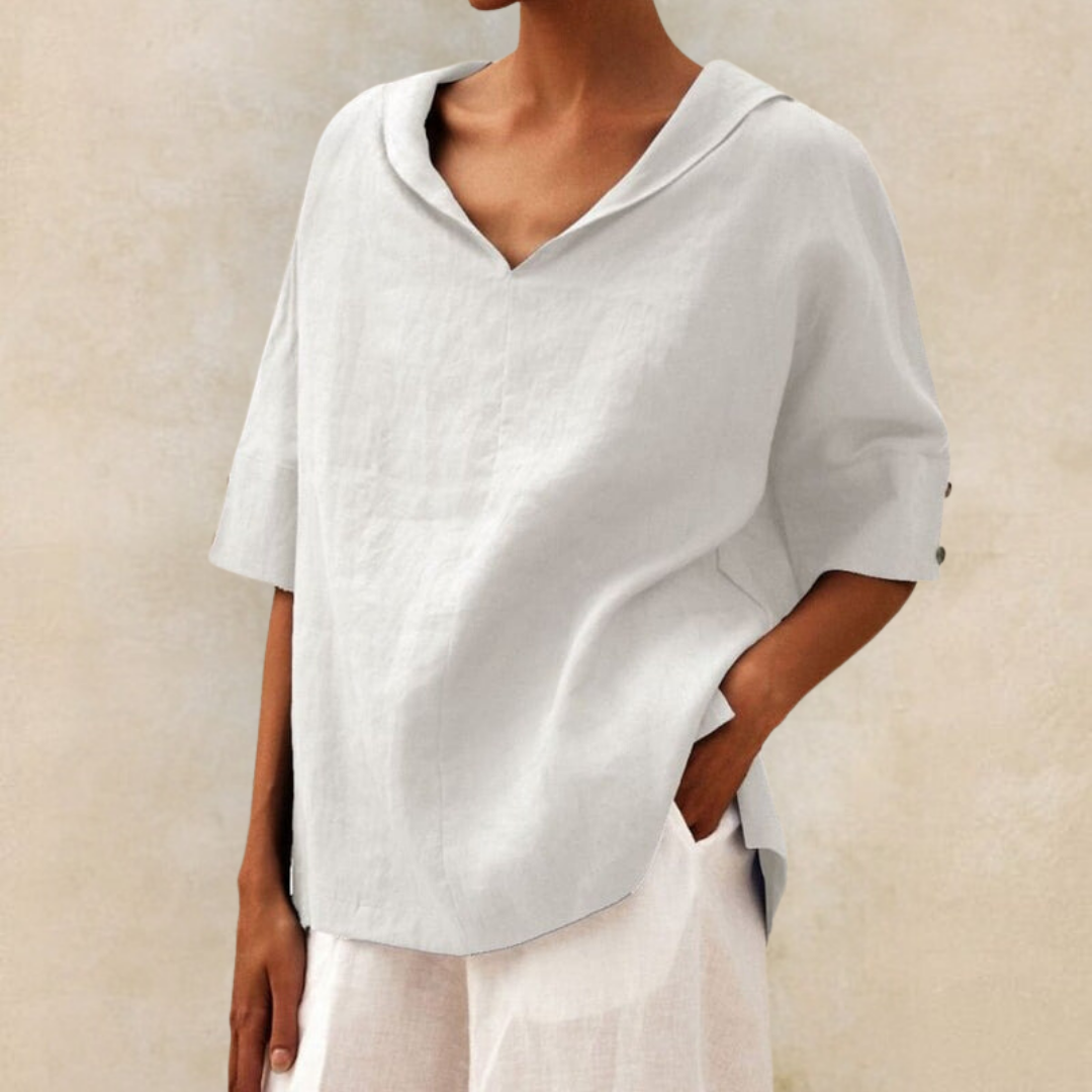 Blouse femme à col et manches courtes