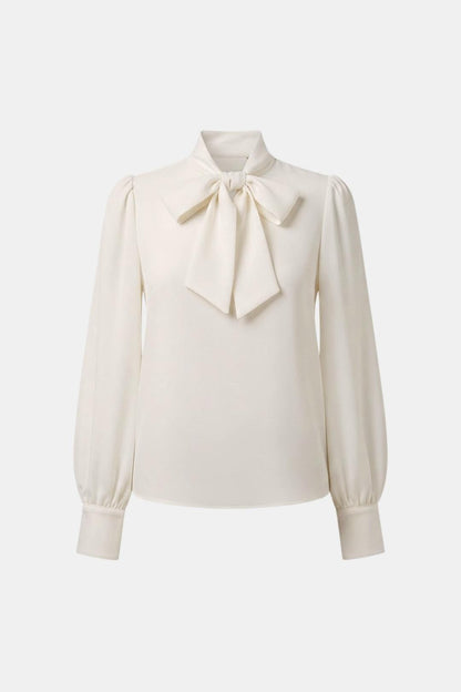 Blouse femme à col lavallière, manches longues