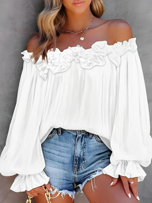 Blouse femme à épaules dénudées, manches longues