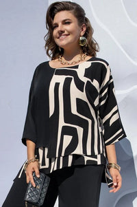 Blouse femme à imprimé graphique à effet superposé
