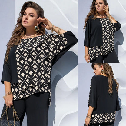 Blouse femme à imprimé graphique à effet superposé