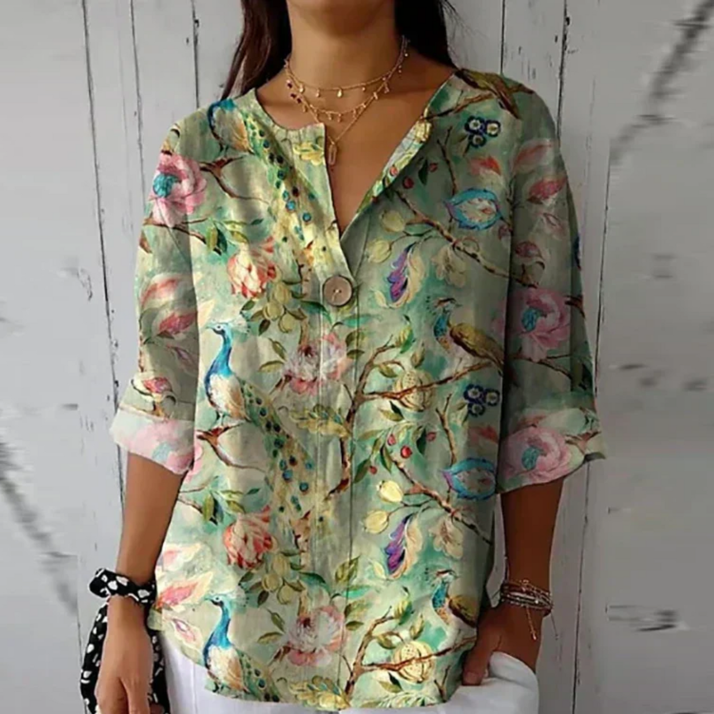 Blouse femme à manches 3/4 fleurie
