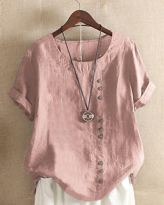 Blouse femme à manches courtes avec boutons