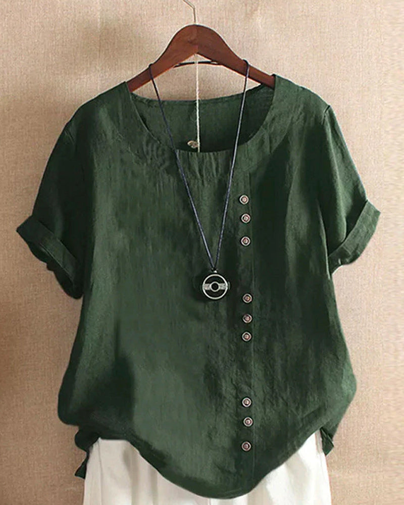 Blouse femme à manches courtes avec boutons