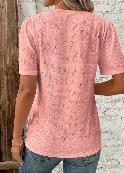 Blouse femme à manches courtes boutonnée