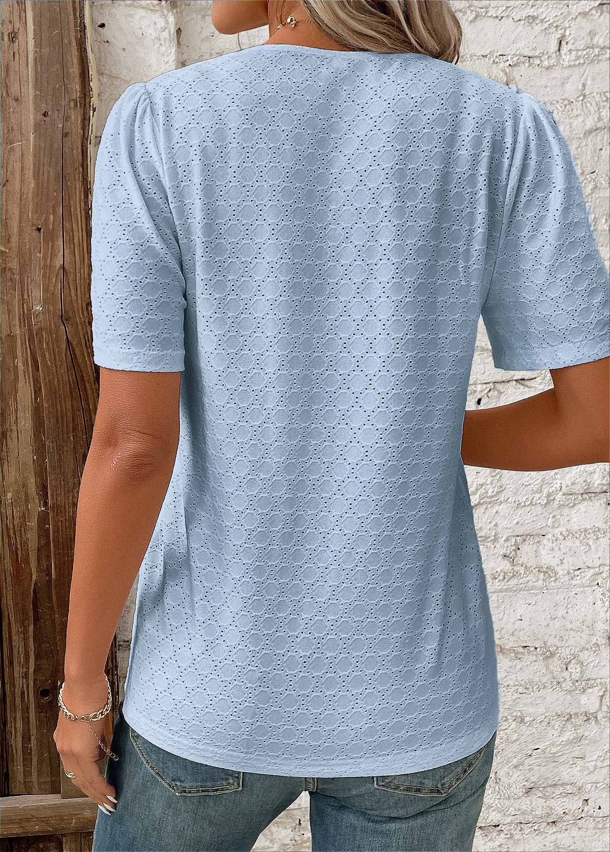 Blouse femme à manches courtes boutonnée