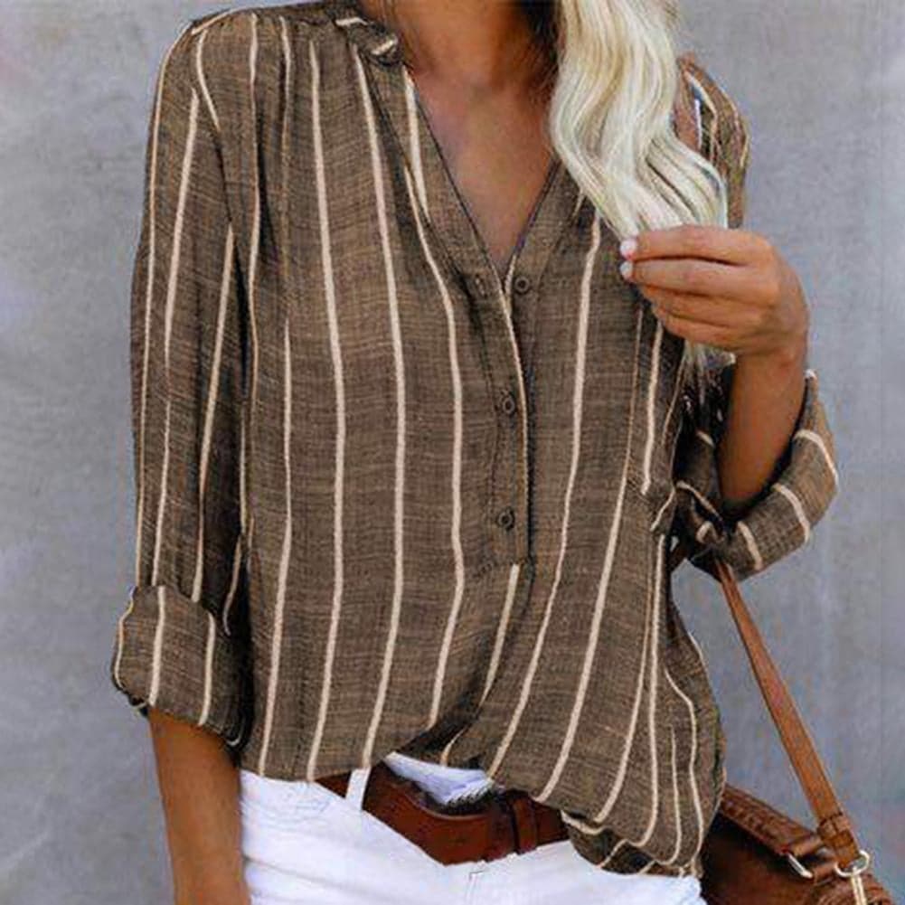 Blouse femme à rayures à manches longues