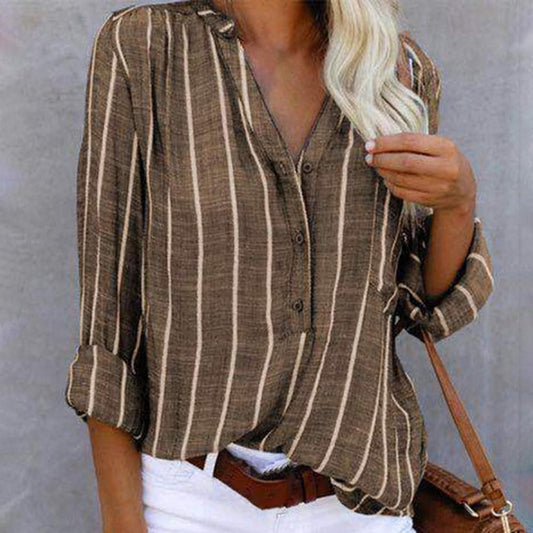 Blouse femme à rayures à manches longues