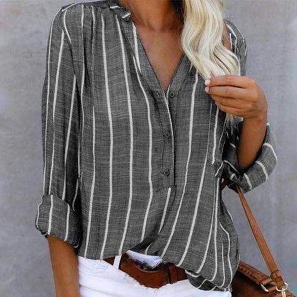 Blouse femme à rayures à manches longues