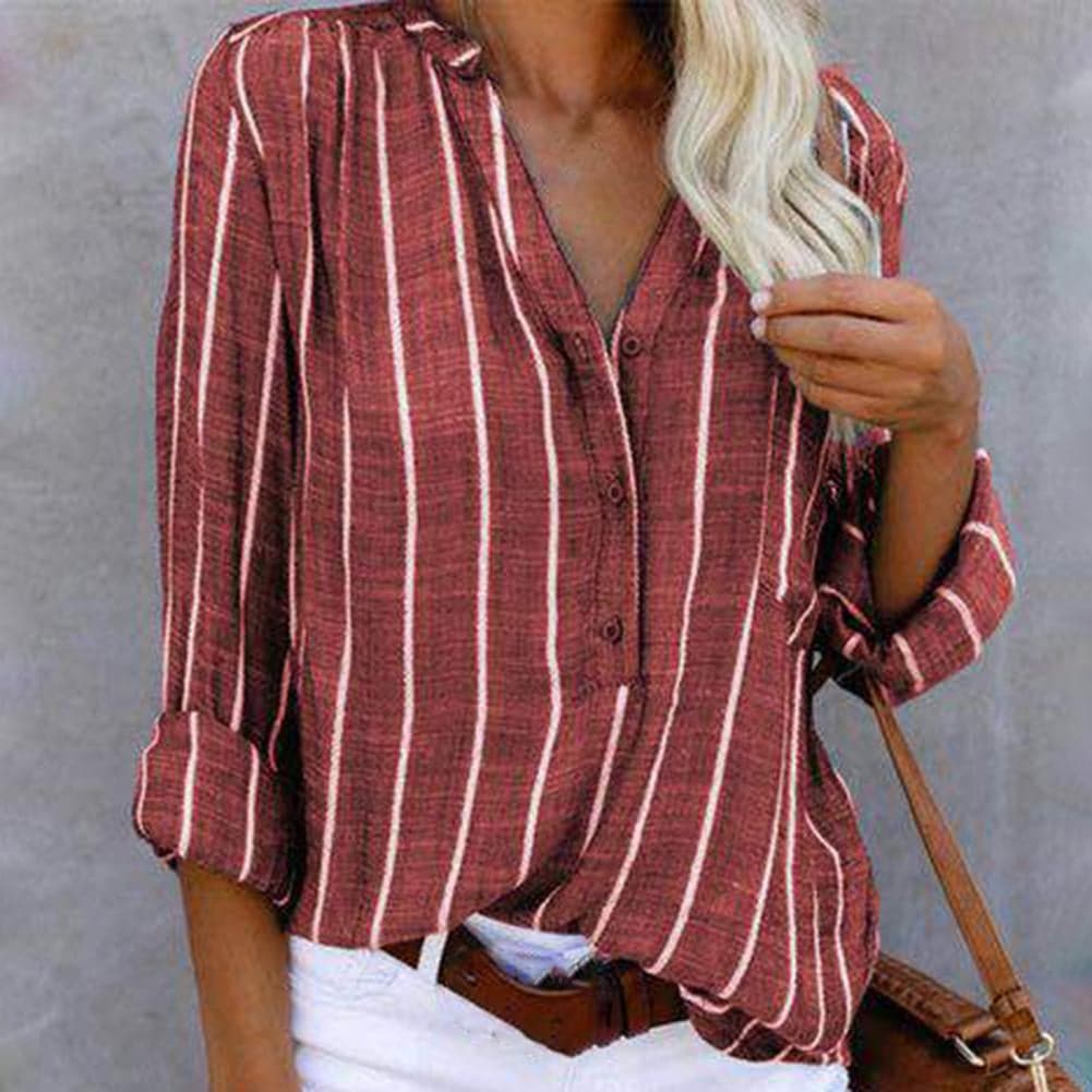 Blouse femme à rayures à manches longues