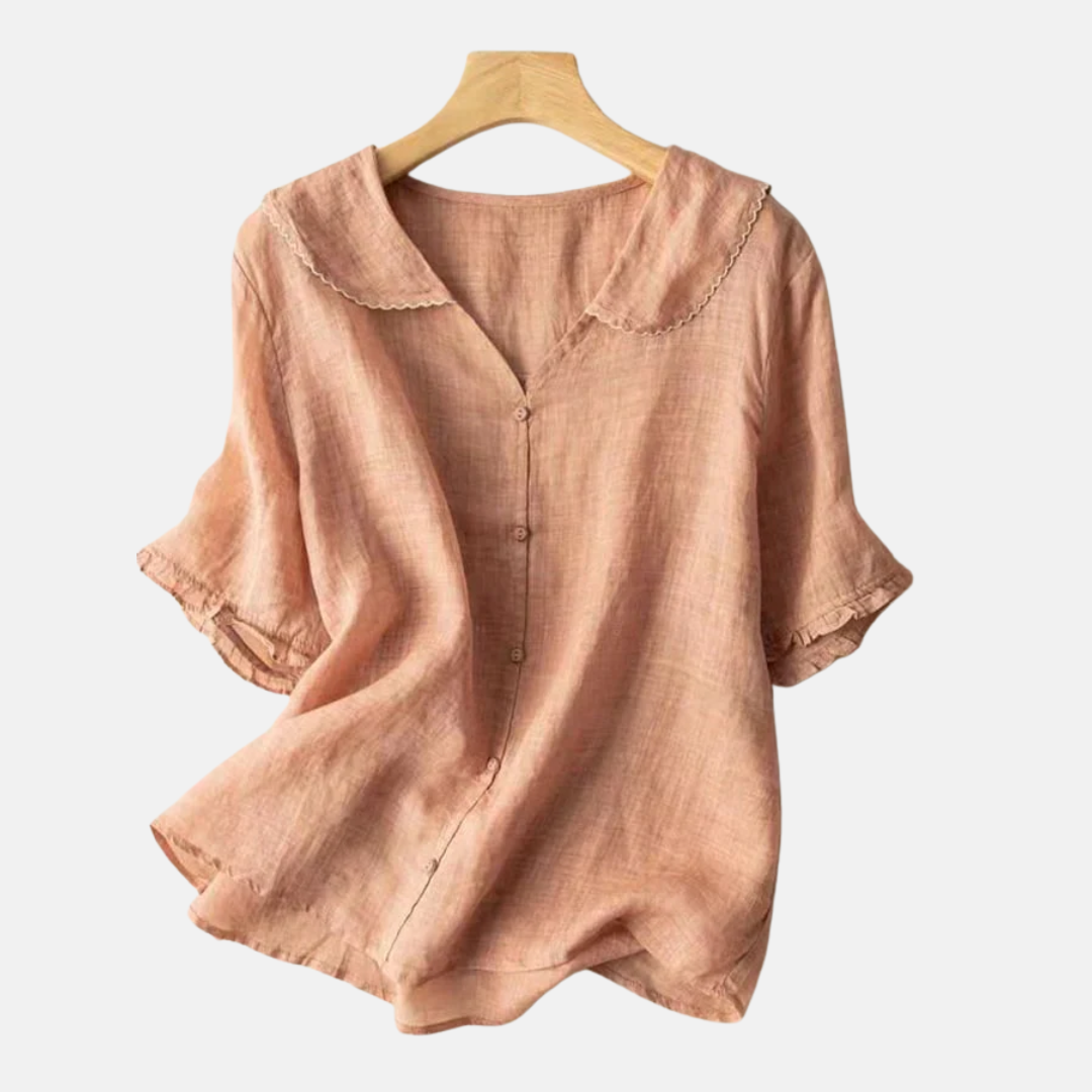 Blouse femme aérienne vintage à col Claudine