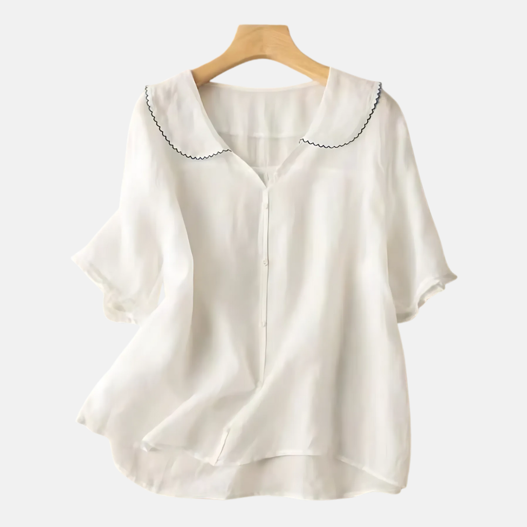 Blouse femme aérienne vintage à col Claudine