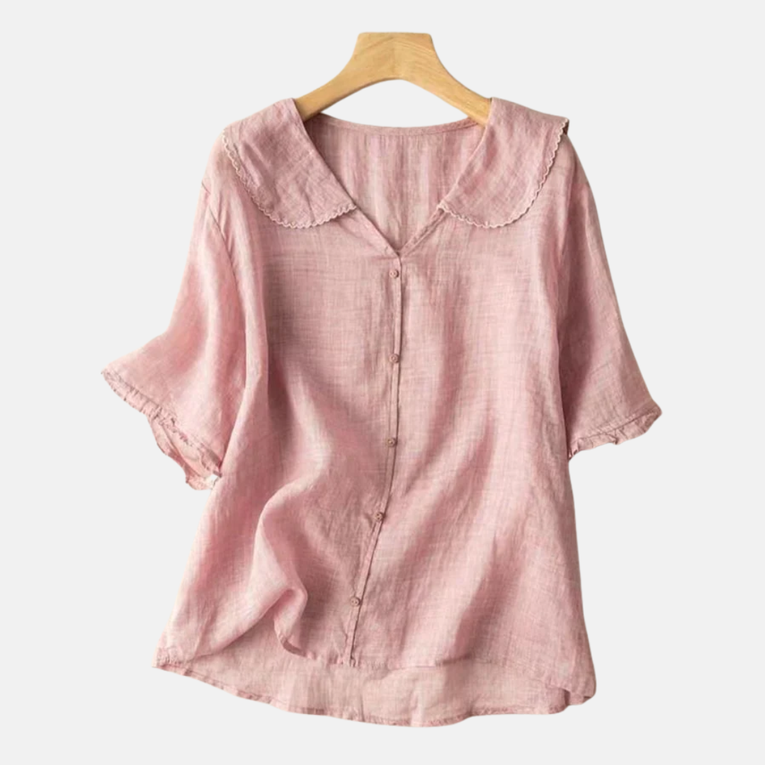 Blouse femme aérienne vintage à col Claudine