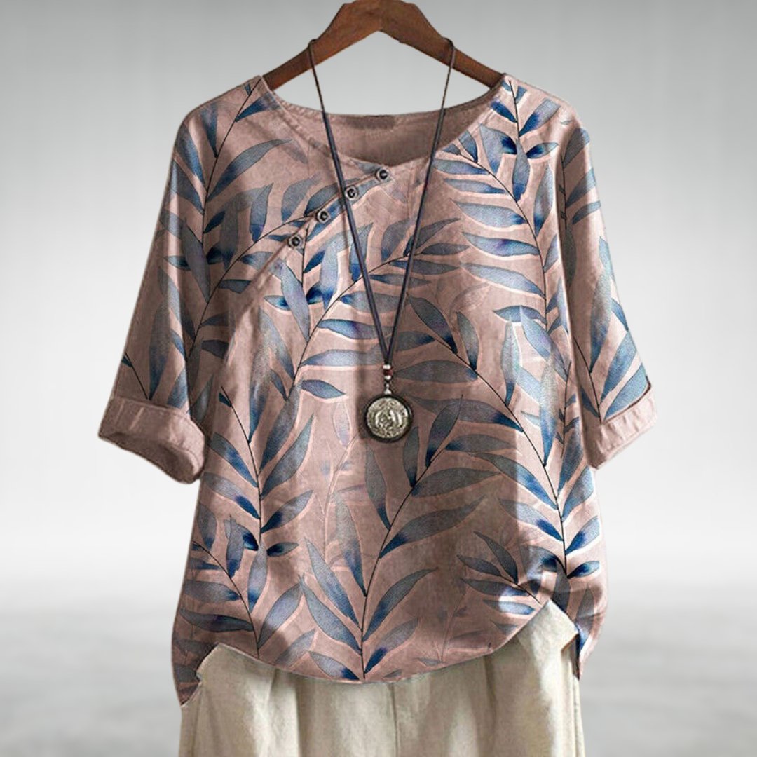 Blouse imprimée à manches 3/4 pour femme