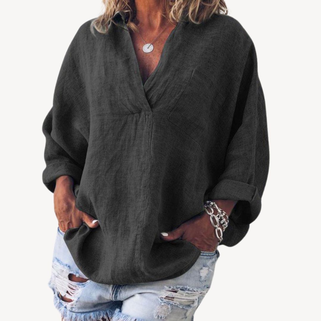 Blouse oversize à col en V pour femme