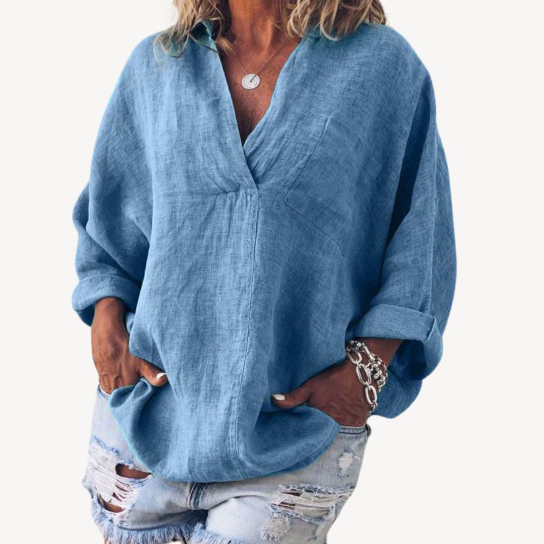 Blouse oversize à col en V pour femme