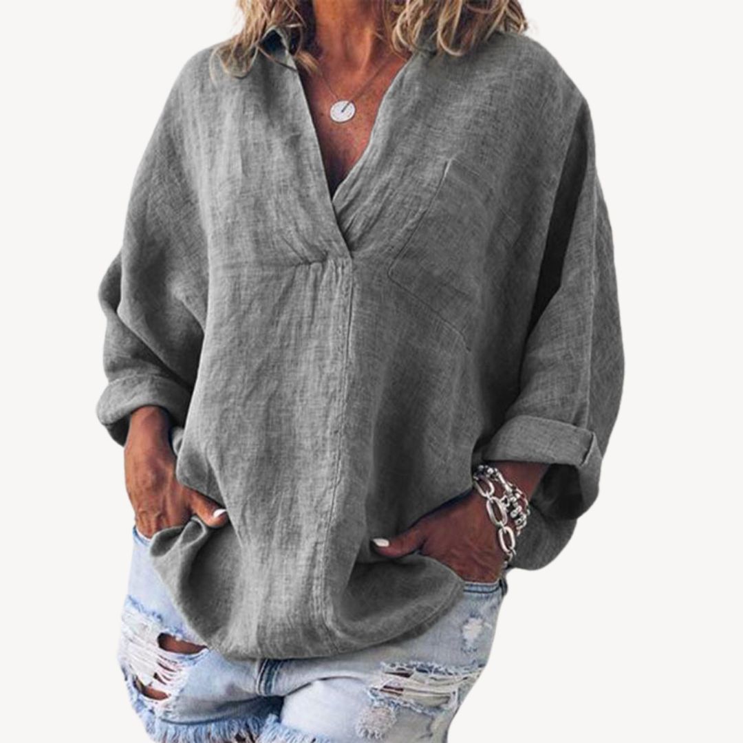 Blouse oversize à col en V pour femme