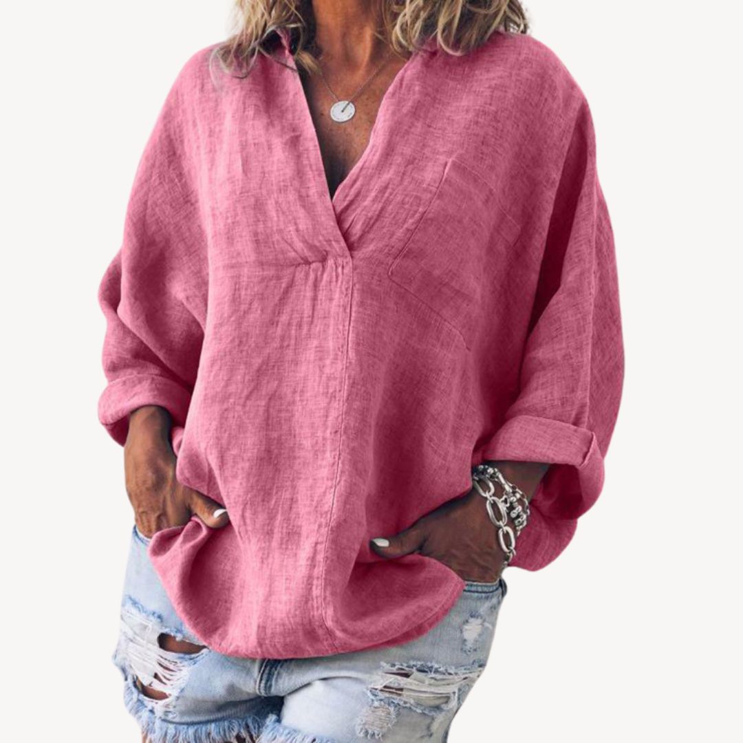 Blouse oversize à col en V pour femme