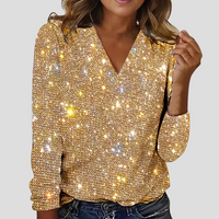 Blouse scintillante à paillettes à col en V