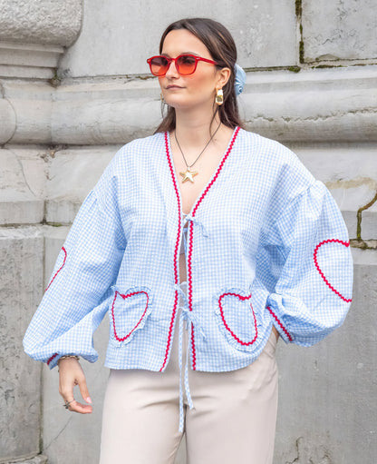 Blouse vichy ouverte sur le devant pour femme