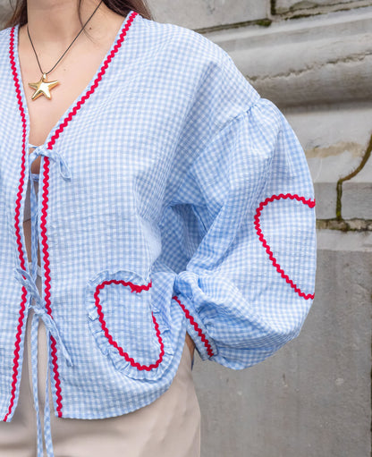 Blouse vichy ouverte sur le devant pour femme