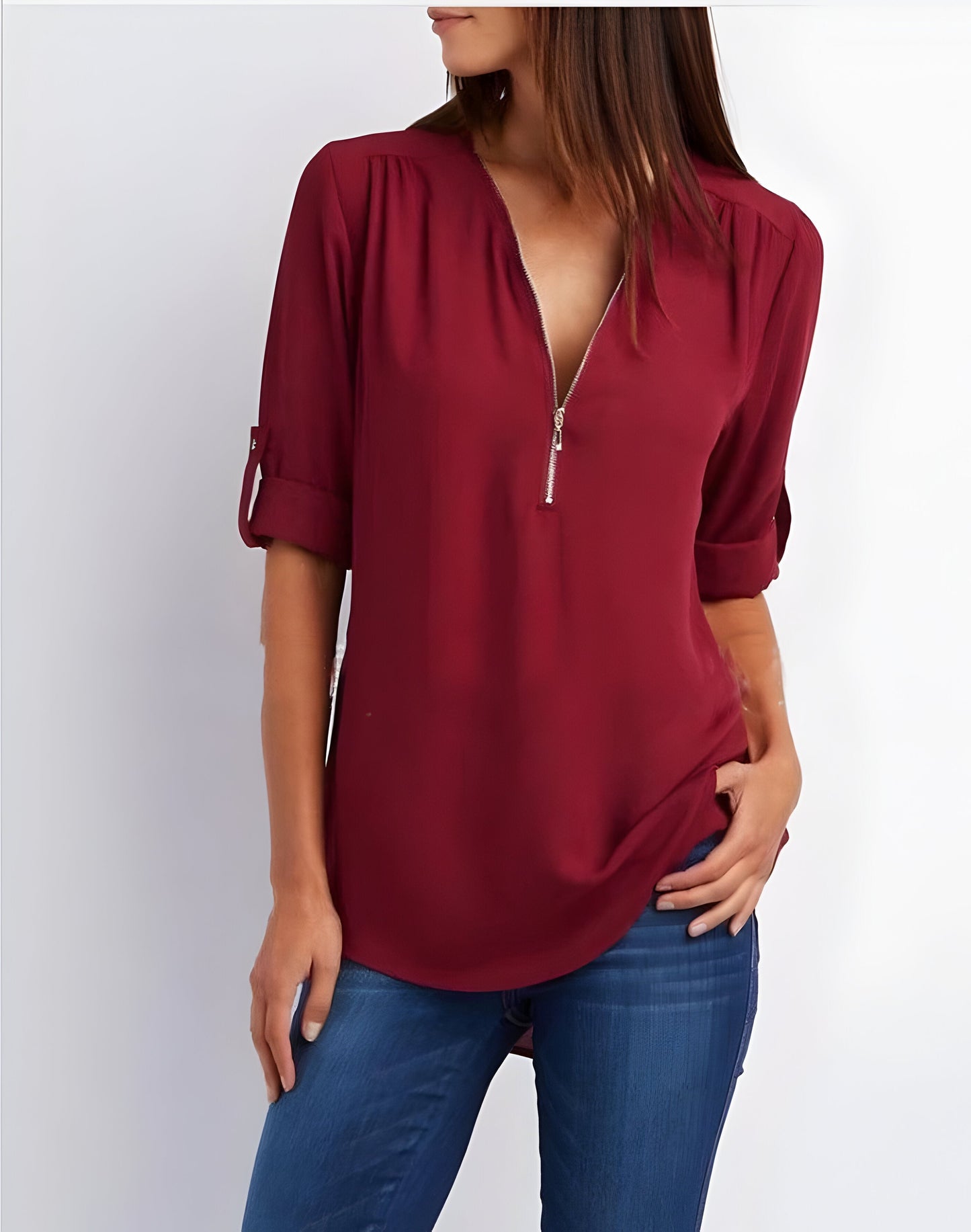 Blouse zippée devant pour femme