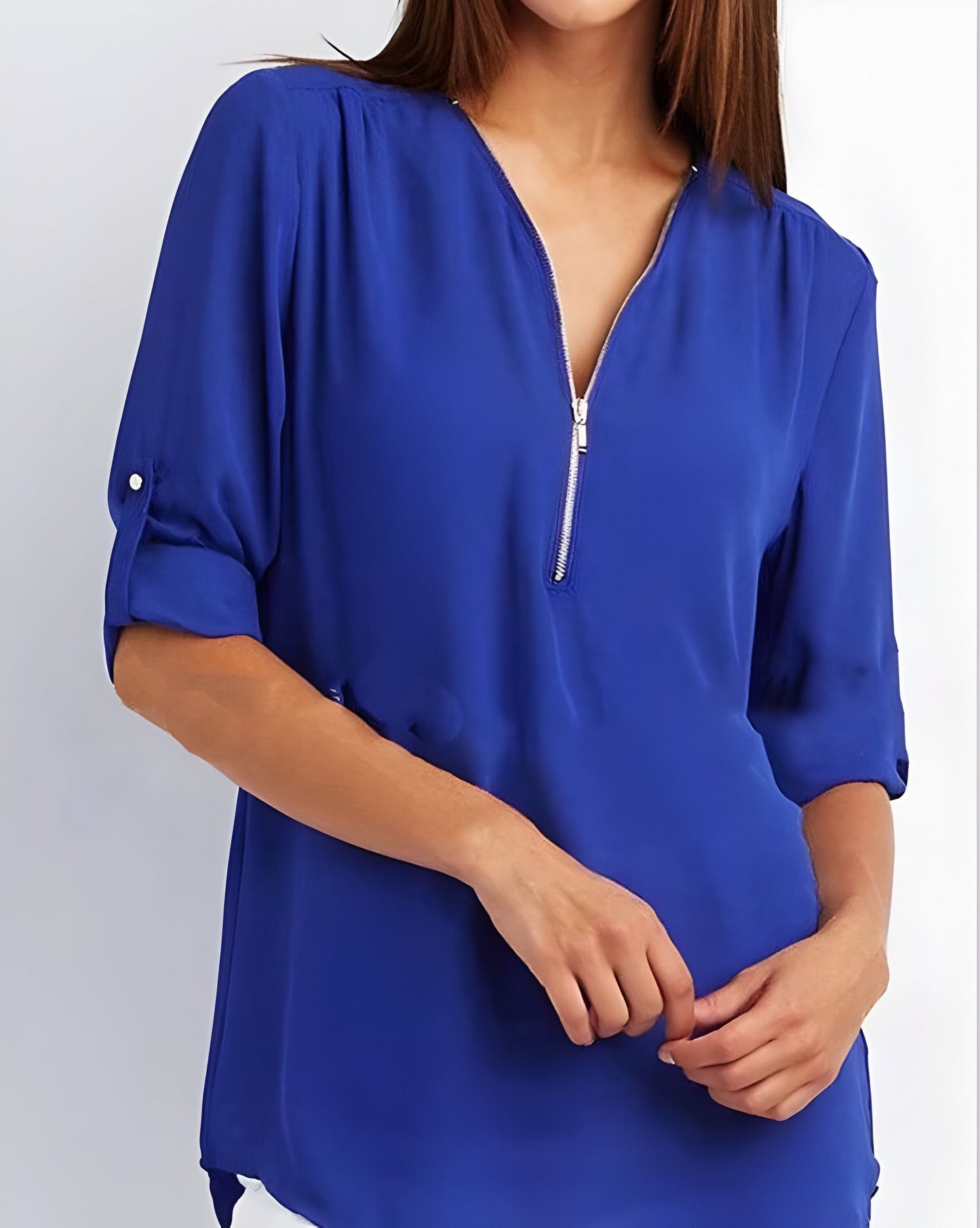 Blouse zippée devant pour femme