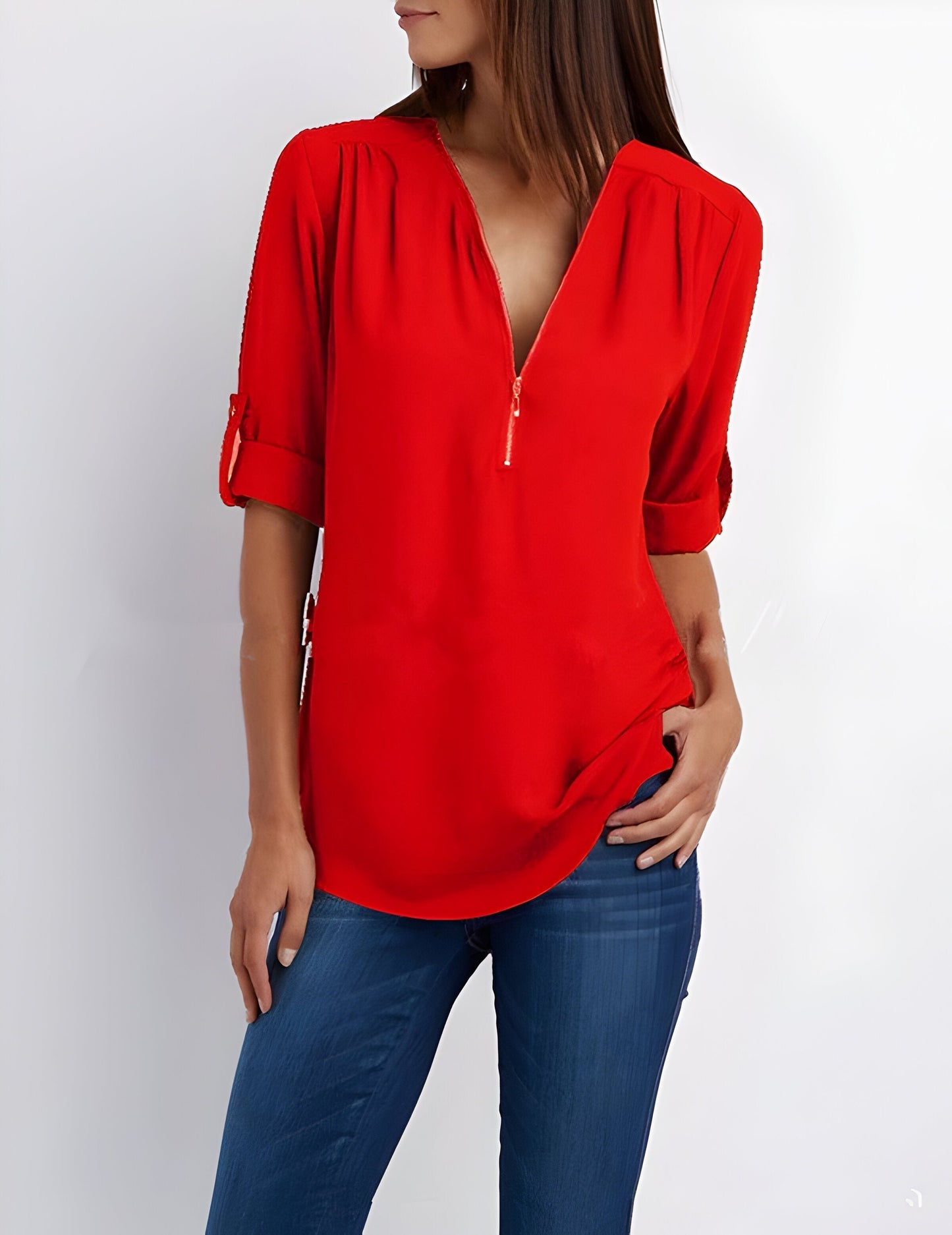 Blouse zippée devant pour femme
