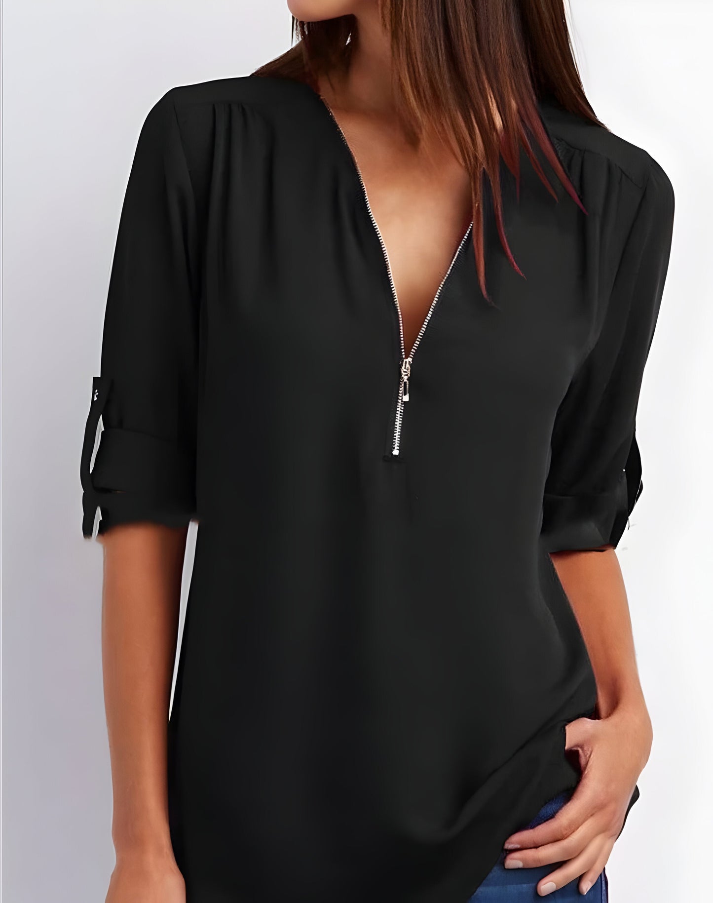 Blouse zippée devant pour femme