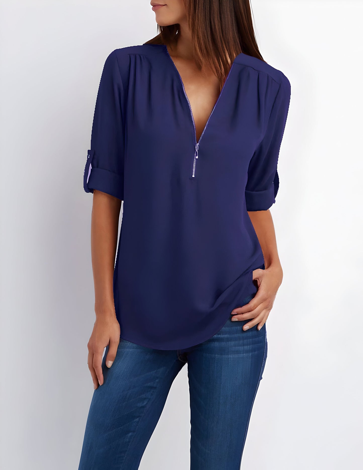 Blouse zippée devant pour femme