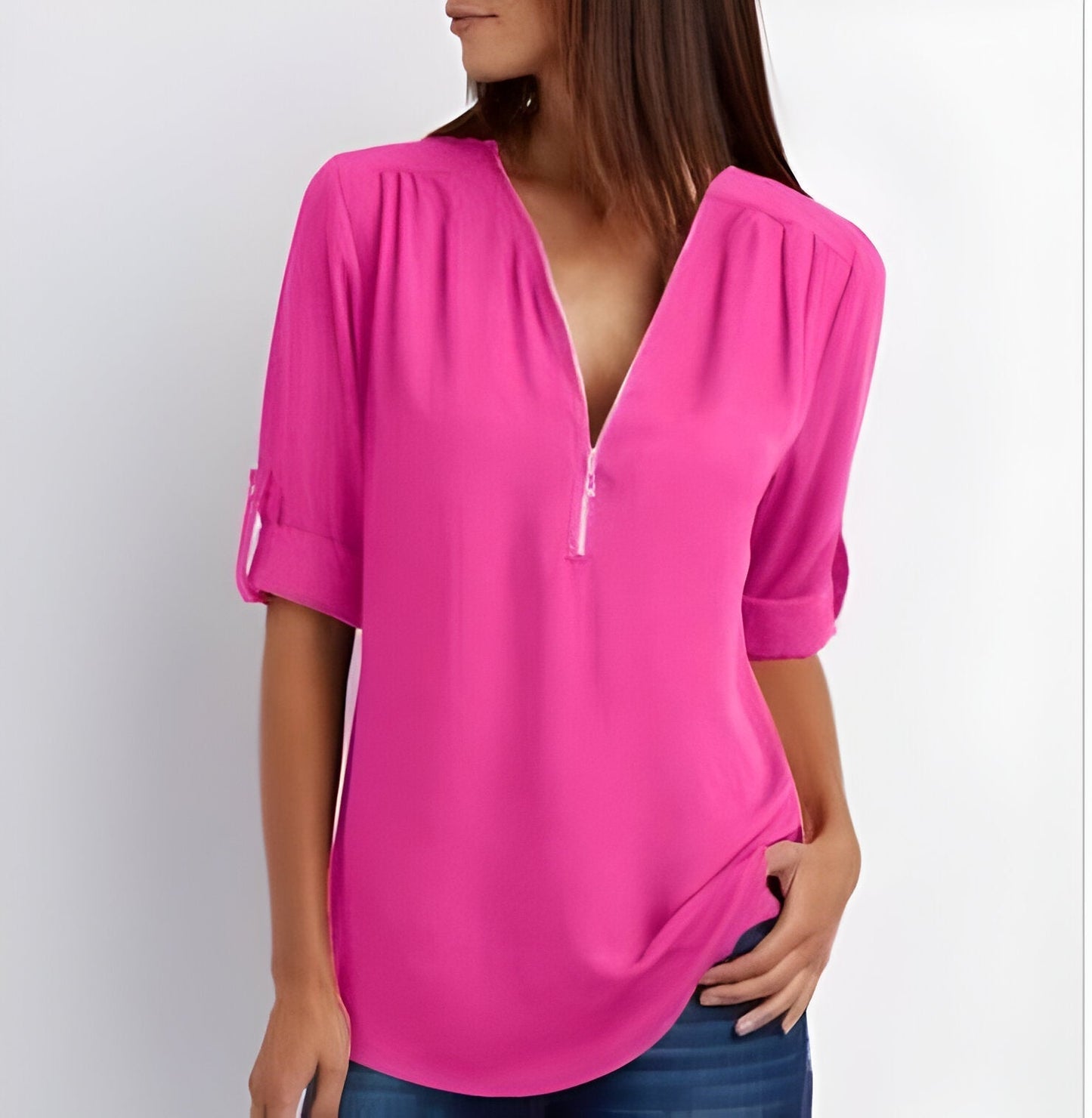 Blouse zippée devant pour femme
