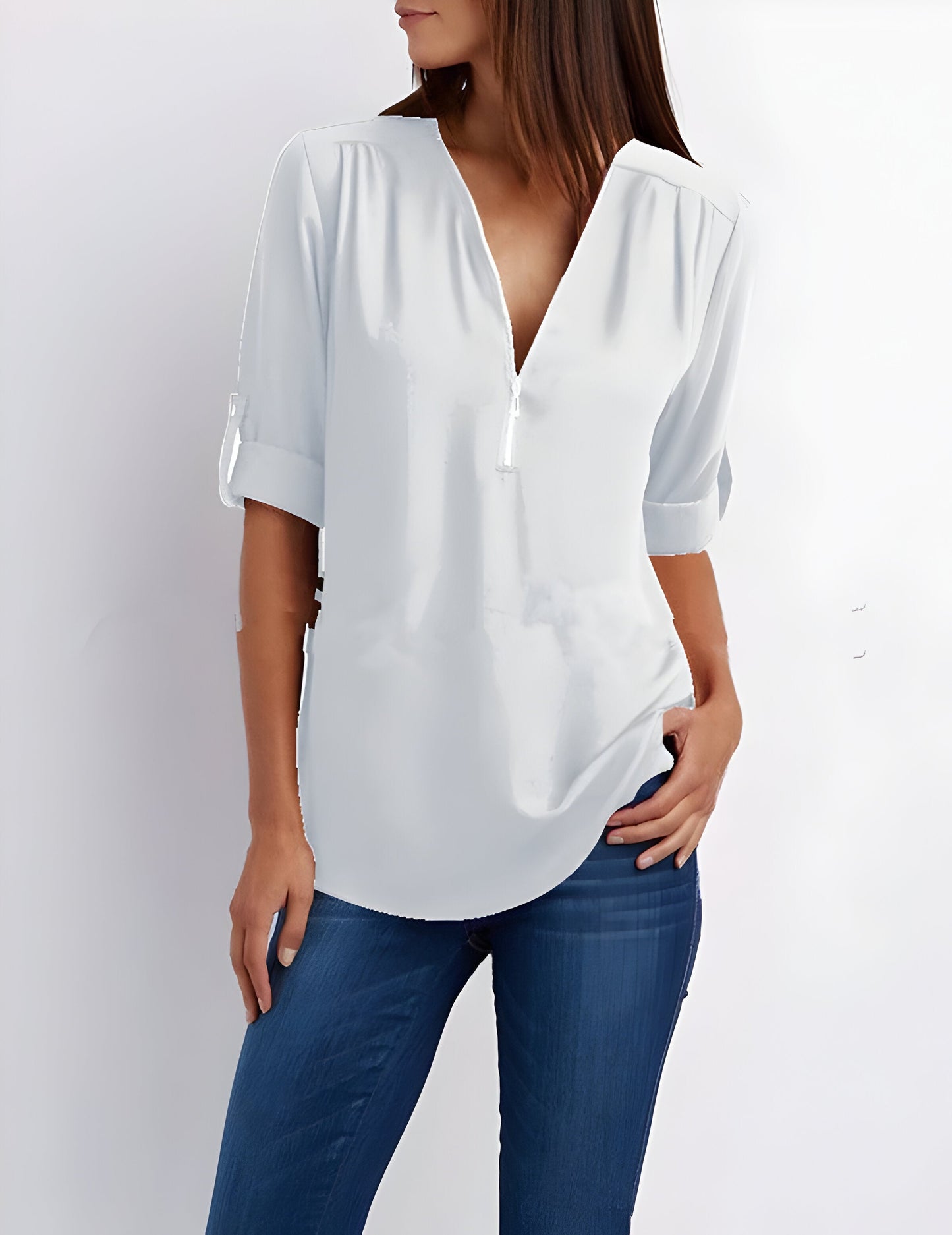 Blouse zippée devant pour femme