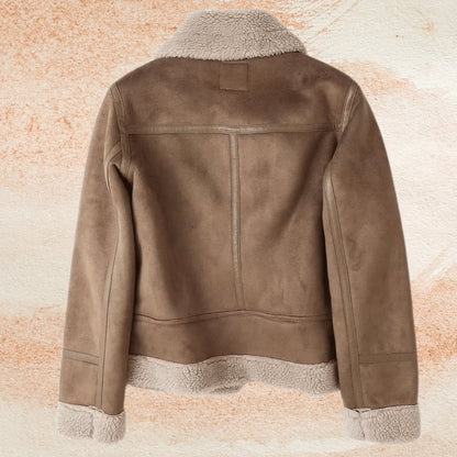 Blouson aviateur en peau lainée pour femme