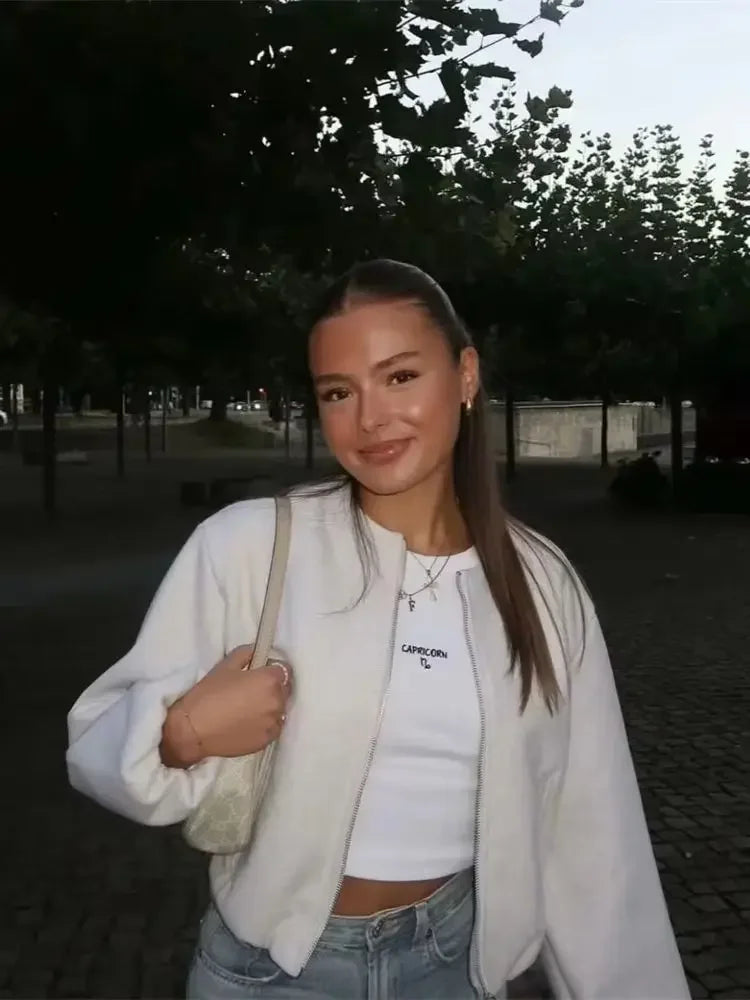 Blouson bomber casual coupe décontractée femme
