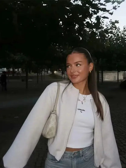Blouson bomber casual coupe décontractée femme