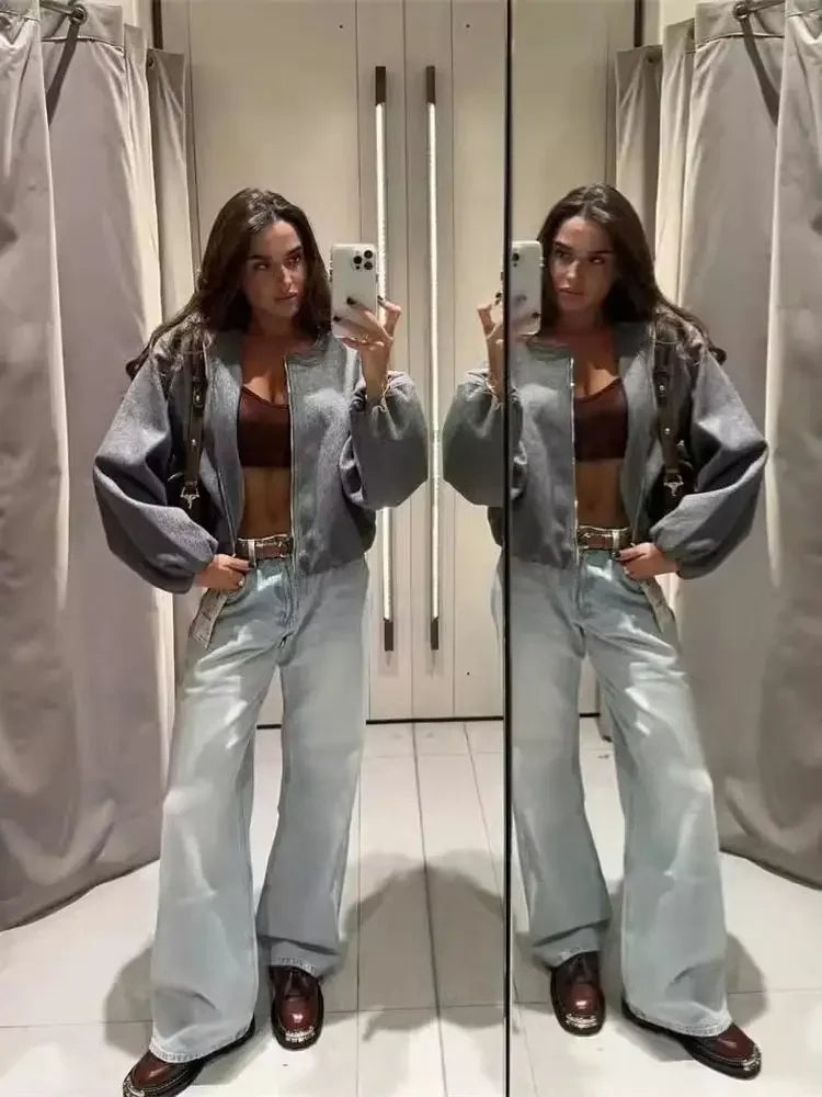 Blouson bomber casual coupe décontractée femme