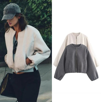 Blouson bomber casual coupe décontractée femme