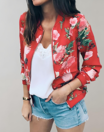 Blouson bomber fleuri élégant pour femme