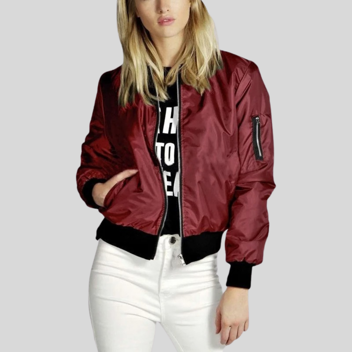 Blouson bomber zippé femme