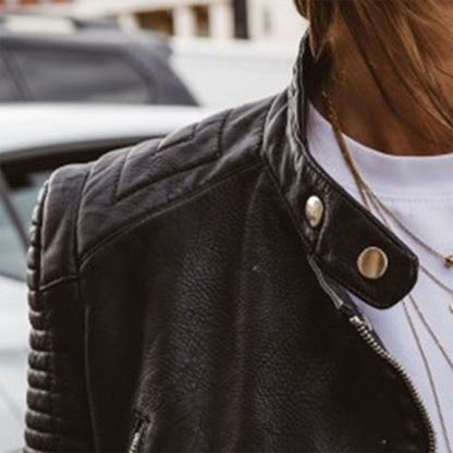 Blouson en cuir noir pour femme