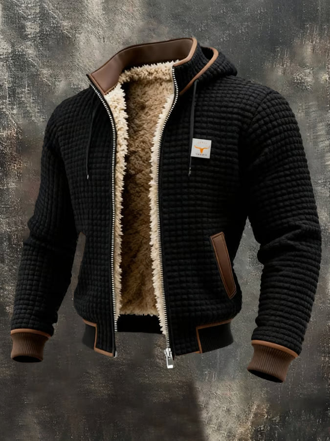 Blouson gaufré chaud à capuche zippé pour homme