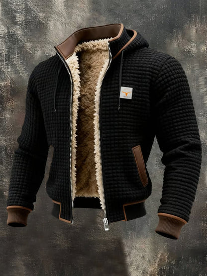 Blouson gaufré chaud à capuche zippé pour homme