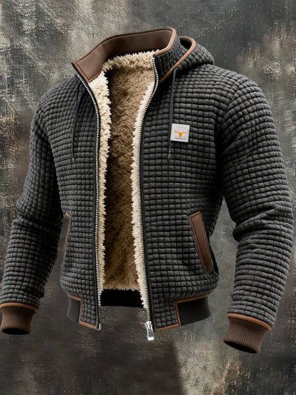 Blouson gaufré chaud à capuche zippé pour homme