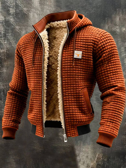 Blouson gaufré chaud à capuche zippé pour homme
