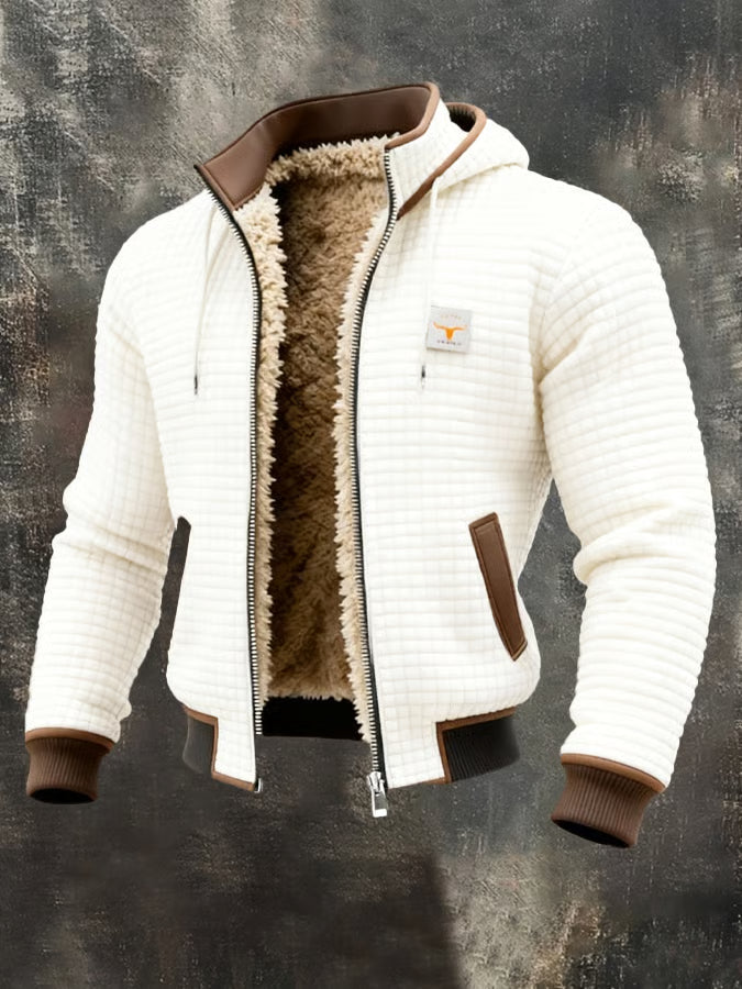 Blouson gaufré chaud à capuche zippé pour homme