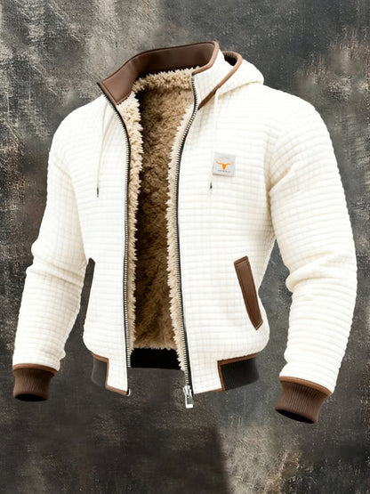 Blouson gaufré chaud à capuche zippé pour homme