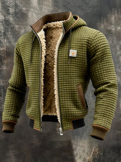 Blouson gaufré chaud à capuche zippé pour homme